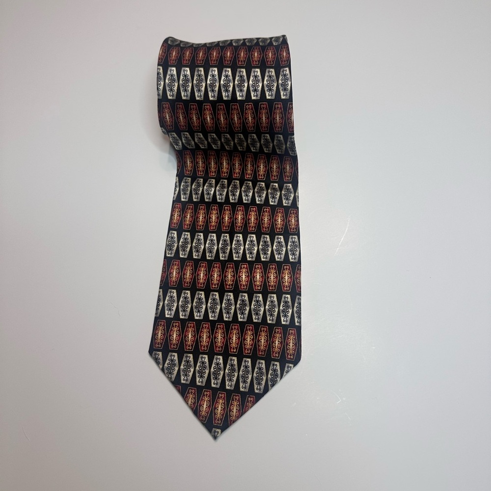 Bengamo New York Men’s 100%Silk Tie 57”4” in brown burgundy black gold white